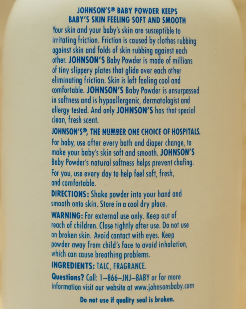 Talcum Powder Cancer Side Effects Not Disclosed