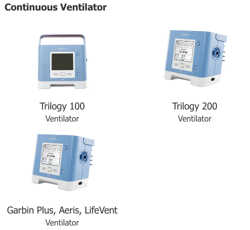 Philips Respironics Continuous Ventilator Images