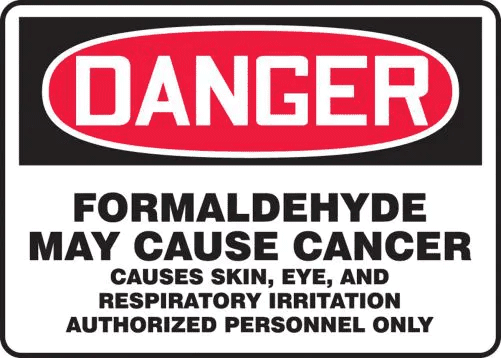 OSHA Formaldehyde Cancer Warning Sign