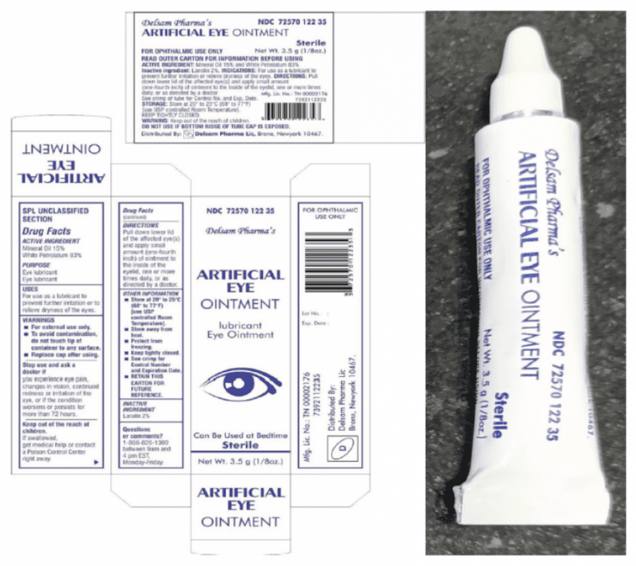 Delsam Pharma recalled certain Artificial Eye Ointment for bacterial contamination