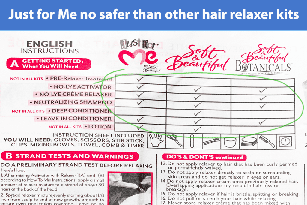 Just for Me kids relaxers contained the same dangerous chemicals found in adult relaxer products